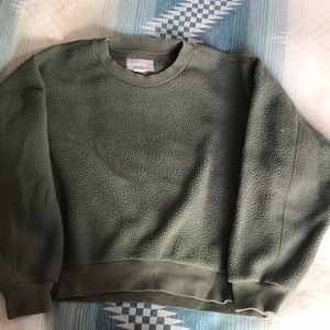 Everlane Renew Crew Fleece Sweatshirt S Olive